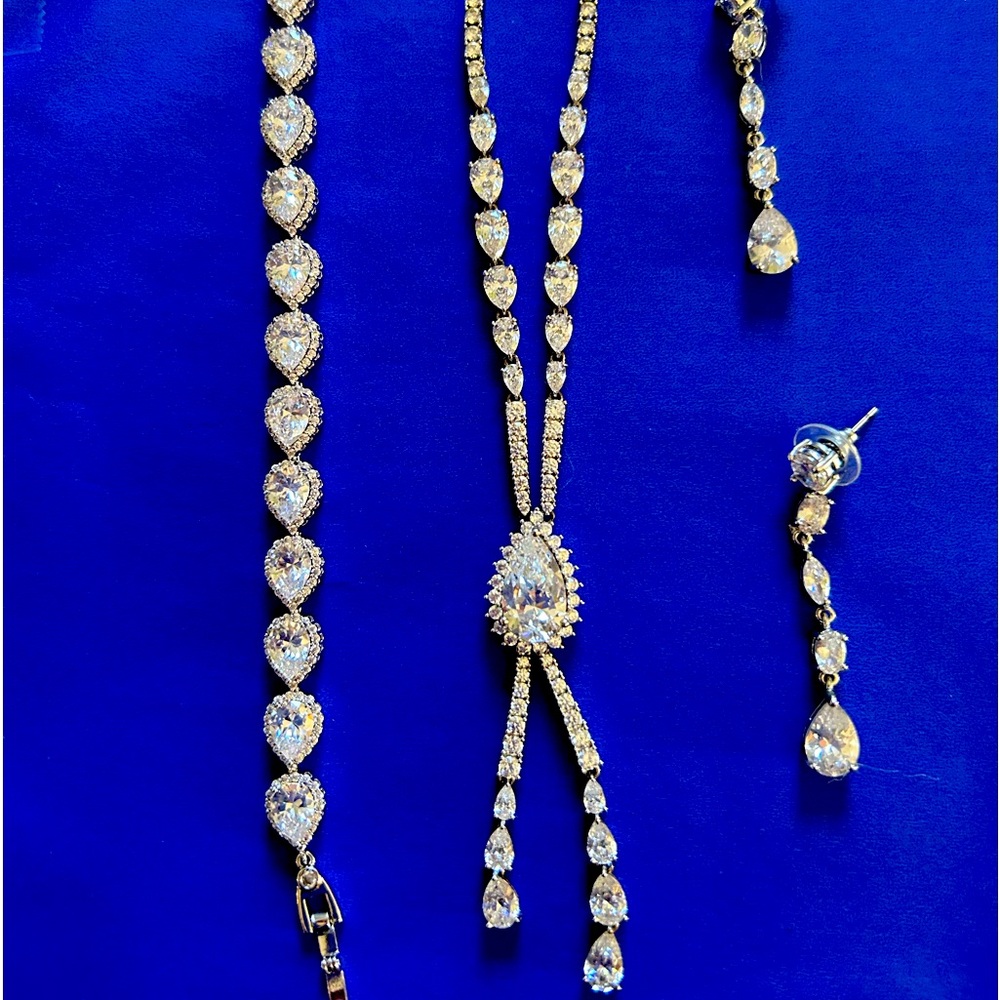 Sterling Silver, platinum plated Cubic Zirconia